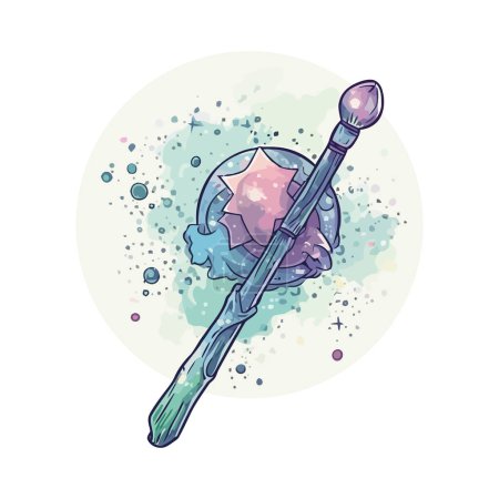 Illustration for Wizard cane design over white isolated - Royalty Free Image