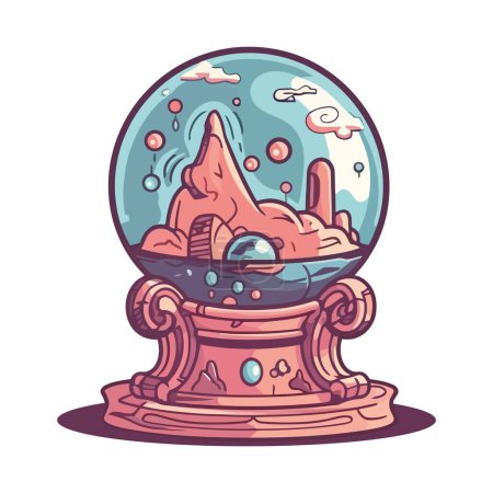 Illustration for Magic crystal ball with a landscape isolated - Royalty Free Image