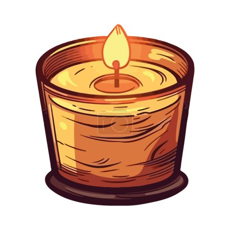 Illustration for Burning candle symbol of spirituality and love over white - Royalty Free Image