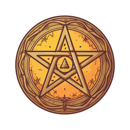 Illustration for Golden pentagram design over white - Royalty Free Image