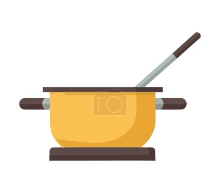 Téléchargez les illustrations : Ustensiles de cuisine louche et casserole icône isolé - en licence libre de droit