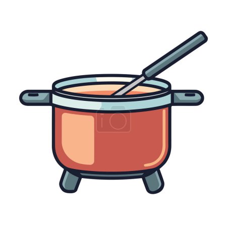 Téléchargez les illustrations : Soupe bouillante dans une casserole icône isolé - en licence libre de droit