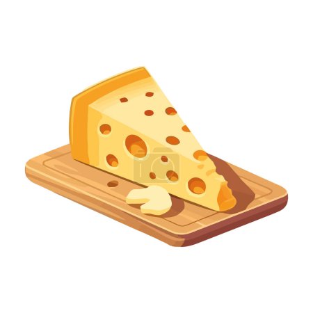 Ilustración de Rebanadas de queso gourmet fresco en madera rústica icono de tablón aislado - Imagen libre de derechos