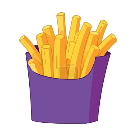 Téléchargez les illustrations : Frites jaunes, icône de plaisir fast food isolé - en licence libre de droit