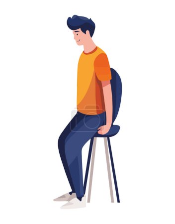 Ilustración de Una persona sentada en la silla, trabajando duro icono aislado - Imagen libre de derechos