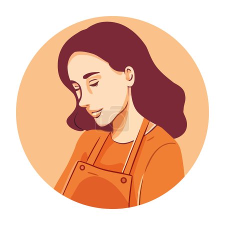 Ilustración de Sonriente avatar chef, de pie en el icono de telón de fondo moderno aislado - Imagen libre de derechos
