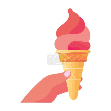 Ilustración de Cono de helado dulce en la mano icono de diseño vectorial aislado - Imagen libre de derechos