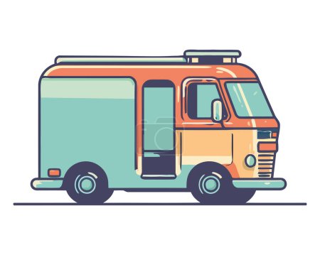 Ilustración de Viajando en vehículo terrestre, un icono de mini furgoneta aislado - Imagen libre de derechos