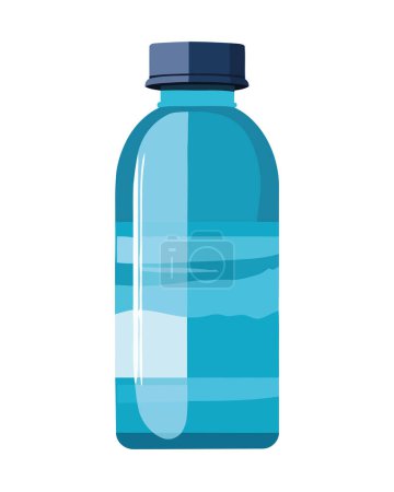 Téléchargez les illustrations : Bouteille en plastique transparent avec eau purifiée à l'intérieur icône isolée - en licence libre de droit