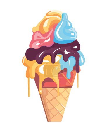 Ilustración de Un icono de cono de helado derretido aislado - Imagen libre de derechos