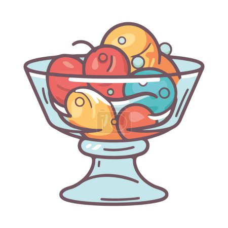 Téléchargez les illustrations : Icône cocktail mignon avec icône de fruits isolé - en licence libre de droit