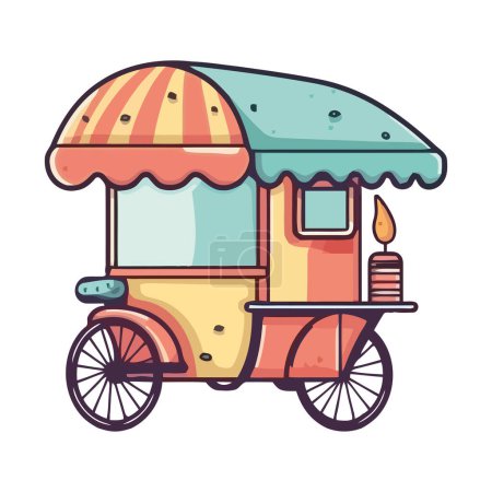 Illustration for Cute cartoon truck delivers ice cream icon isolated - Royalty Free Image