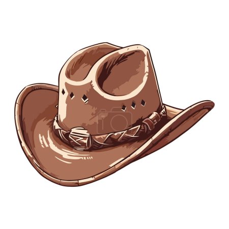 Illustration for Cowboy hat, leather brim, symbol of west icon isolated - Royalty Free Image