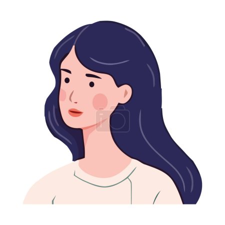 Illustration for Young adult female smiling, isolated, flat profile icon isolated - Royalty Free Image