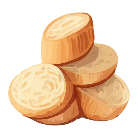 Téléchargez les illustrations : Biscuits fraîchement cuits empilés sur l'icône de comptoir de cuisine isolé - en licence libre de droit