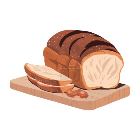 Illustration for Freshly baked baguette sliced for gourmet sandwich icon isolated - Royalty Free Image