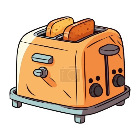 Illustration for Toasted bread in toaster, perfect snack meal icon isolated - Royalty Free Image