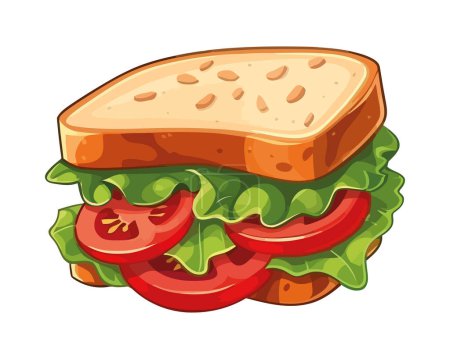 Téléchargez les illustrations : Sandwich grillé avec icône tomate et fromage isolé - en licence libre de droit