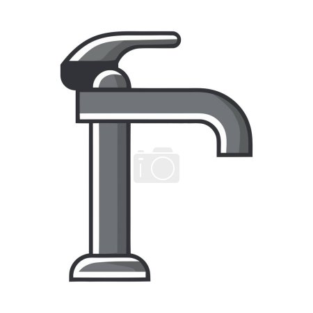 Téléchargez les illustrations : Robinet en métal brillant symbolise icône de l'hygiène de l'eau propre isolé - en licence libre de droit