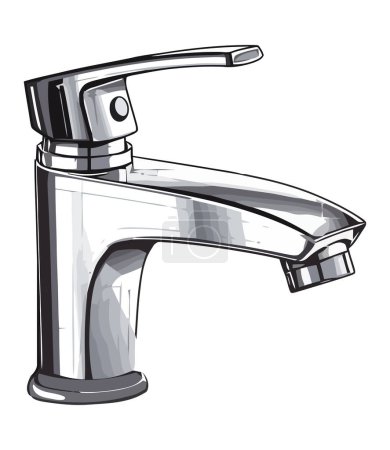 Illustration for Chrome faucet symbolizes modern bathroom icon isolated - Royalty Free Image