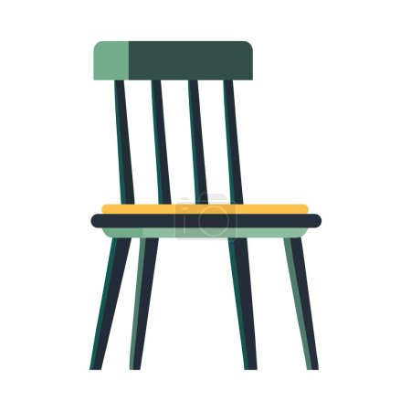 Illustration for Comfortable wooden chair with modern icon isolated - Royalty Free Image
