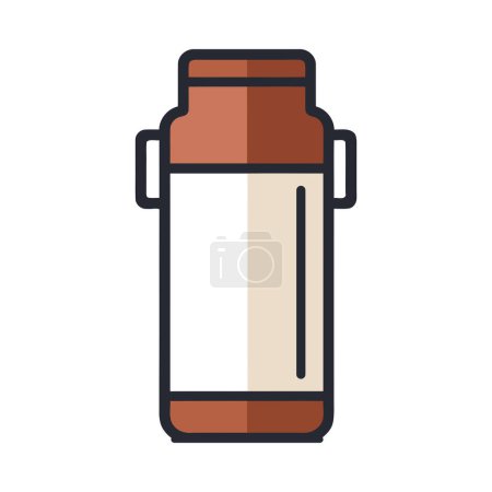 Téléchargez les illustrations : Thermos en plastique pour icône liquide isolé - en licence libre de droit