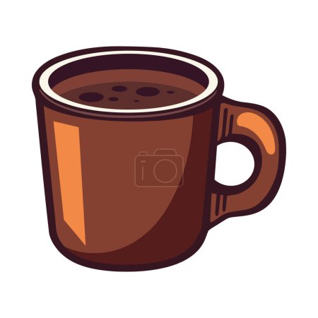 Téléchargez les illustrations : Cappuccino chaud dans une tasse de café icône fumante isolé - en licence libre de droit
