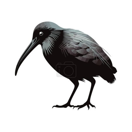 Téléchargez les illustrations : Mignon oiseau marche, icône d'illustration monochrome isolé - en licence libre de droit