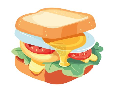Téléchargez les illustrations : Sandwich frais aux légumes et icône d'oeuf isolé - en licence libre de droit