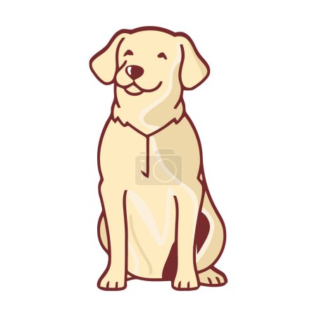 Téléchargez les illustrations : Chiot Labrador souriant, symbole mignon de l'icône de fidélité isolé - en licence libre de droit