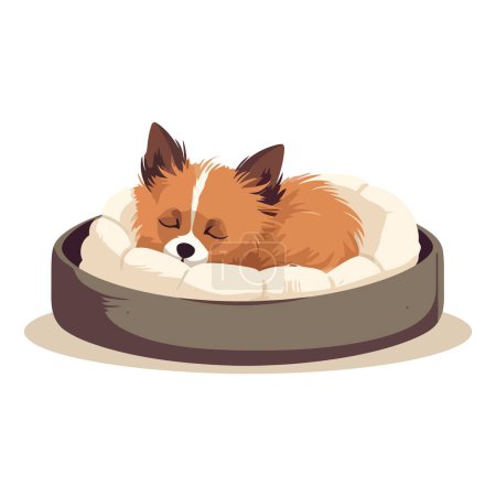 Illustration for Small fluffy puppy on a cushion icon isolated - Royalty Free Image