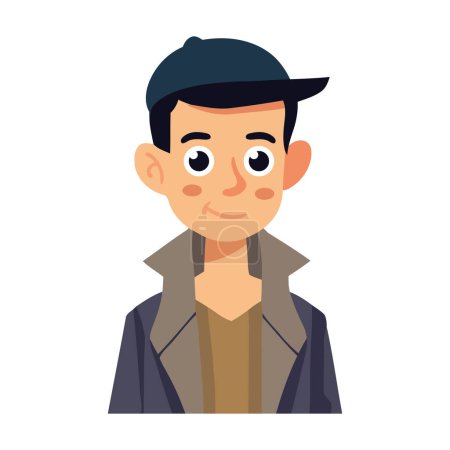 Ilustración de Sonriente chico en chaqueta icono de dibujos animados aislado - Imagen libre de derechos