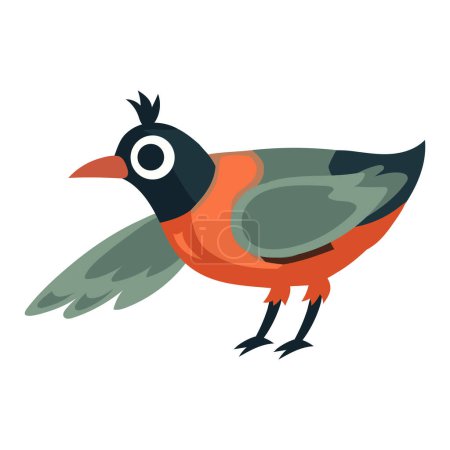 Ilustración de Lindo pájaro con plumas de colores icono aislado - Imagen libre de derechos