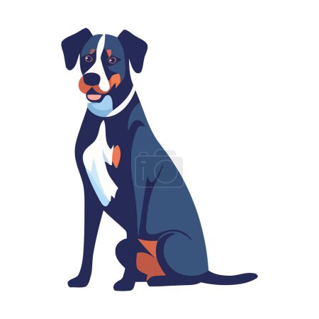 Illustration for Cute dog sitting, looking at camera happily icon isolated - Royalty Free Image