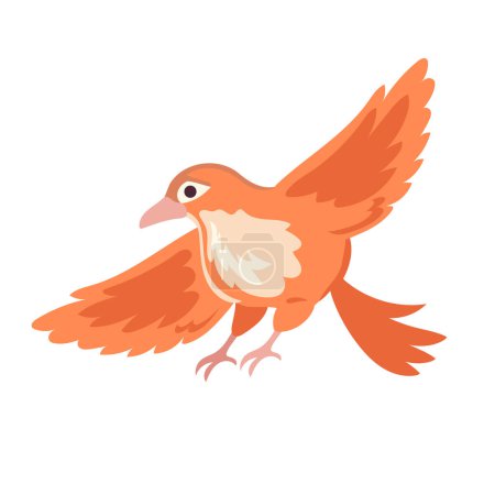 Téléchargez les illustrations : Mascotte volante avec plumes colorées et icône de bec isolé - en licence libre de droit