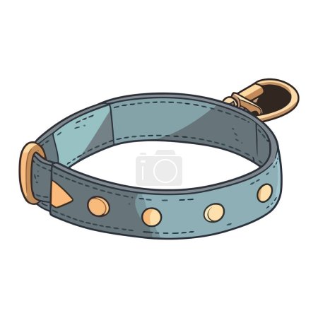 Illustration for Leather dog collar with metallic buckle decoration icon isolated - Royalty Free Image