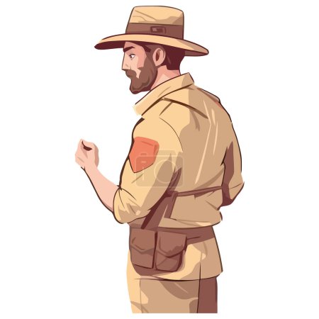 Illustration for One explorer man in hat icon isolated - Royalty Free Image