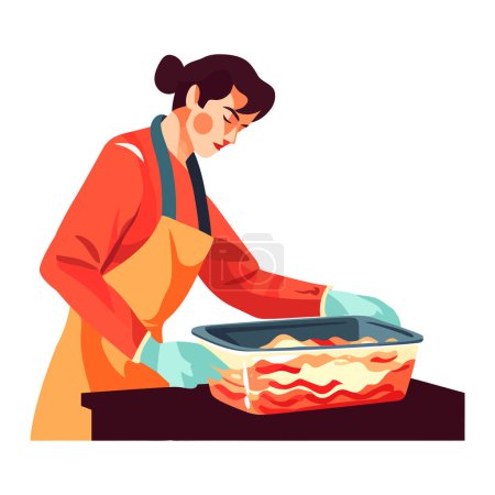 Illustration for One chef smiling, cooking gourmet meal happily icon isolated - Royalty Free Image