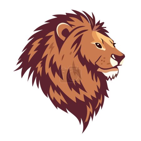 Téléchargez les illustrations : Illustration rugissante du lion, symbole de force et icône d'agression - en licence libre de droit