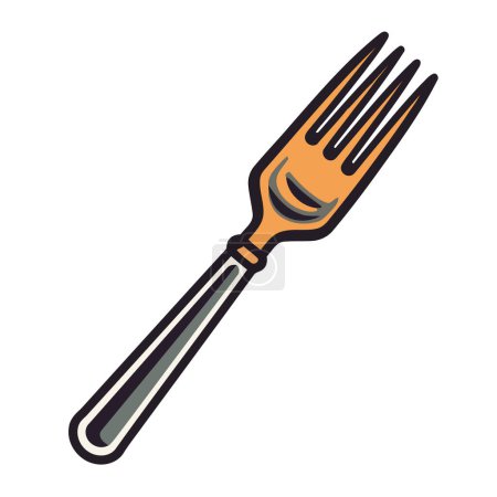 Illustration for Shiny silverware fork on white background icon isolated - Royalty Free Image