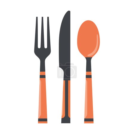 Illustration for Kitchen utensils fork, spoon and knife icon isolated - Royalty Free Image