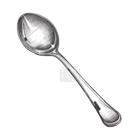 Illustration for Shiny metal teaspoon icon isolated - Royalty Free Image