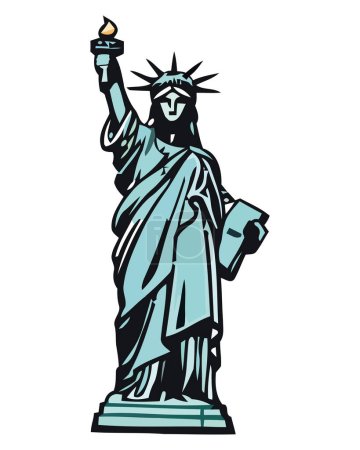 Ilustración de Estatua de Libertad, libertad e independencia icono aislado - Imagen libre de derechos