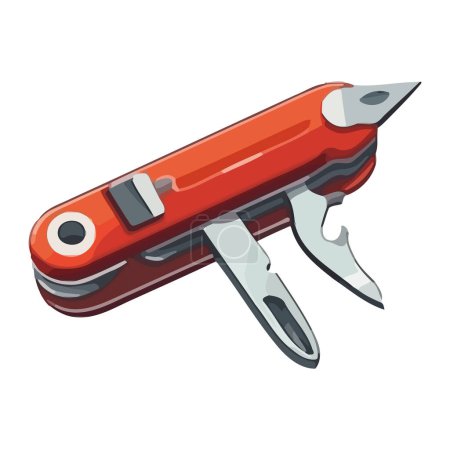 Illustration for Metallic pocketknife tools for repairing equipment icon isolated - Royalty Free Image