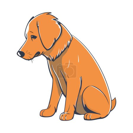 Illustration for Cute puppy sitting, looking cheerful and loyal icon isolated - Royalty Free Image