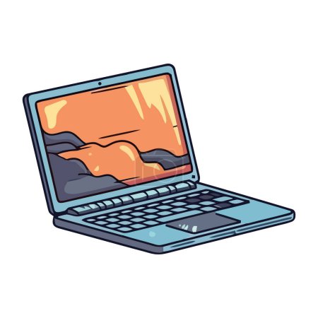 Illustration for Modern laptop symbolizes wireless technology icon isolated - Royalty Free Image