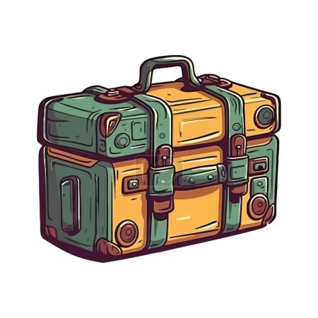 Téléchargez les illustrations : Poignée de sac de voyage, icône aventure et exploration isolée - en licence libre de droit