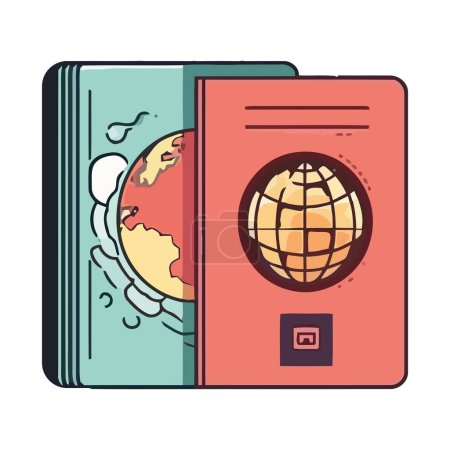 Téléchargez les illustrations : Éducation mondiale symbolisée par une icône de passeport isolée - en licence libre de droit