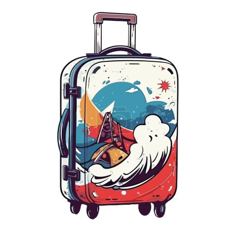 Illustration for A luggage packed for exploration icon isolated - Royalty Free Image
