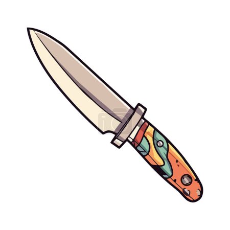 Ilustración de Cuchillo de acero afilado con mango metálico, icono de dibujos animados aislado - Imagen libre de derechos